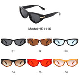 HS1116 - Geometric Rectangle Fashion Narrow Irregular Cat Eye Sunglasses