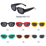 HS1117 - Square Geometric Retro Irregular Thick Frame Fashion Sunglasses