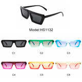 HS1132 - Rectangle Narrow Retro Slim Vintage Square Sunglasses