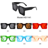 HS1141 - Geometric Square Irregular Futuristic Fashion Sunglasses