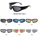 HS1152-1 - Sporty Rectangle Oval Y2K Wrap Around Unisex Fashion Sunglasses