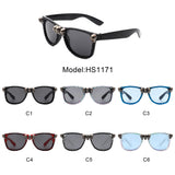HS1171 - Classic Horn Rim Rhinestone Gothic Skull Square Wholesale Sunglasses