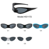 HS1172 - Rectangle Retro Wraparound Irregular Oval Fashion Sunglasses