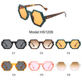 HS1209 - Geometric Round Irregular Tinted Fashion Wholesale Sunglasses