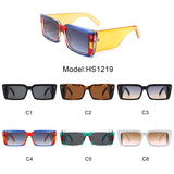 HS1219 - Rectangle Flat Top Retro Tinted Chunky Square Wholesale Sunglasses