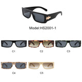HS2001-1 - Rectangle Retro Narrow Slim Flat Lens Sunglasses