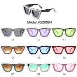 HS2006-1 - Women Rhinestone Square Diamonds Cat Eye Fashion Wholesale Sunglasses