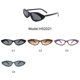 HS2021 - Retro Vintage Slim Narrow Oval Cat Eye Fashion Sunglasses