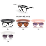 HS2022 - Classic Horn Rimmed Round Shield Fashion Sunglasses