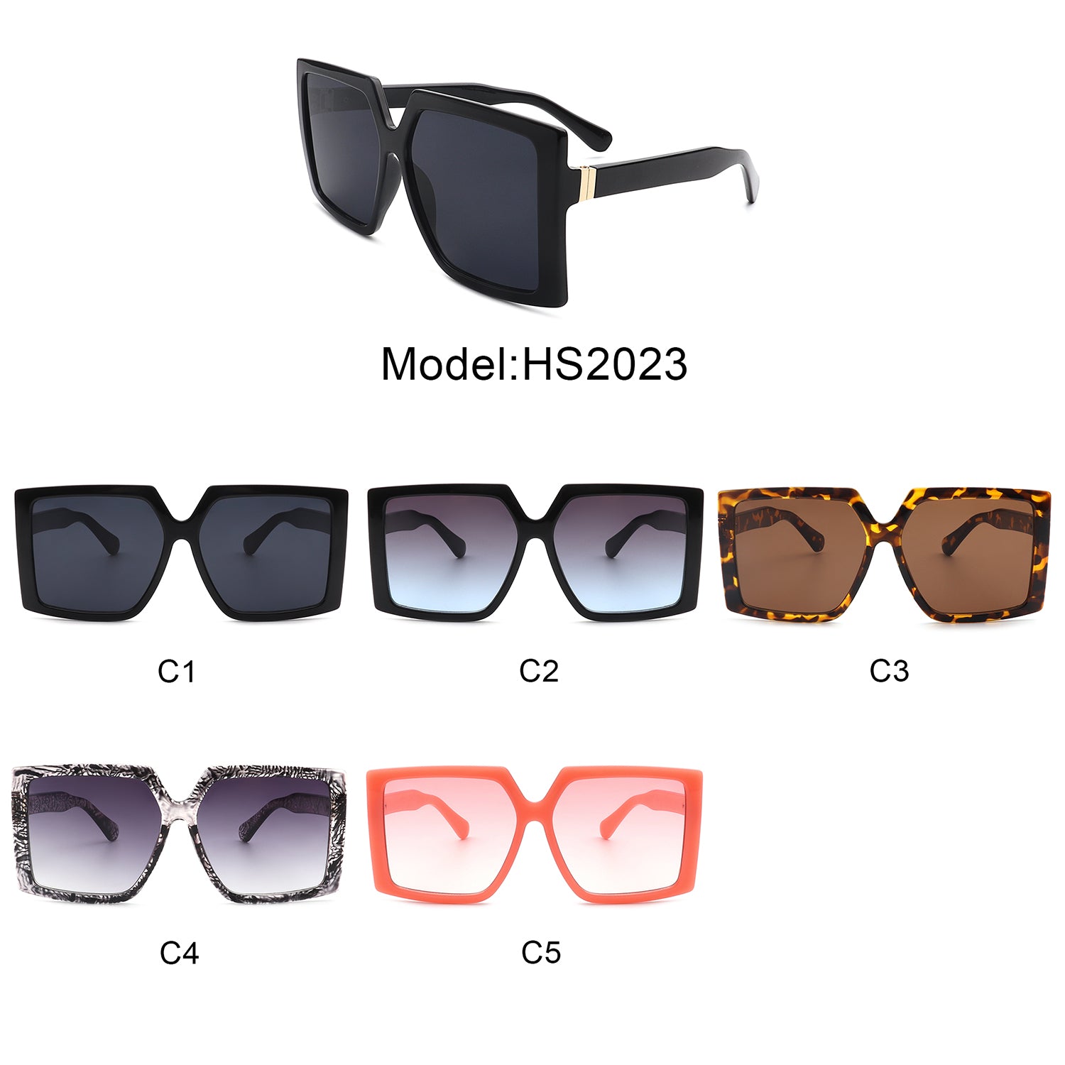 BLUEMOKY 2023 Retro Oversized Hexagonal Sunglasses for Women 100
