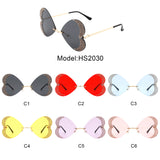 HW2030 - Rimless Butterfly Heart Shape Tinted Fashion Women Sunglasses