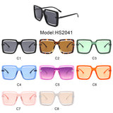 HS2041 - Oversize Retro Square Large Cut-Out Flat Top Fashion Sunglasses