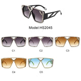 HS2045 - Square Oversize Crystal Fashion Rhinestone Women Sunglasses