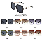 HS2055 - Square Retro Women Oversize Large Flat Top Fashion Sunglasses