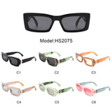 HS2075 - Retro Narrow Rectangle Flat Top Slim Fashion Sunglasses