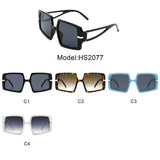HS2077 - Oversize Square Geometric Irregular Flat Top Women Sunglasses