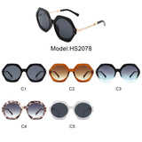 HS2078 - Round Polygonal Oversize Geometric Fashion Sunglasses