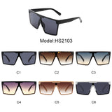 HS2103 - Oversize Retro Square Flat Top Tinted Fashion Women Sunglasses