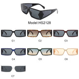 HS2128 - Rectangle Retro Chunky Square Wrap Around Wholesale Sunglasses