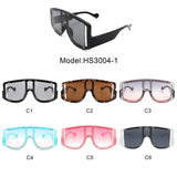 HS3004-1 - Oversize Square Fashion Curved Large Shield Visor Sunglasses