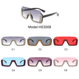 HS3008 - Square Half Frame Retro Oversize Fashion Sunglasses