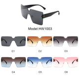 HW1003 - Square Rimless Oversize Flat Top Retro Frameless Sunglasses