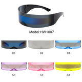 HW1007 - Wraparound Futuristic Shield Rimless Translucent Cyclops Sunglasses