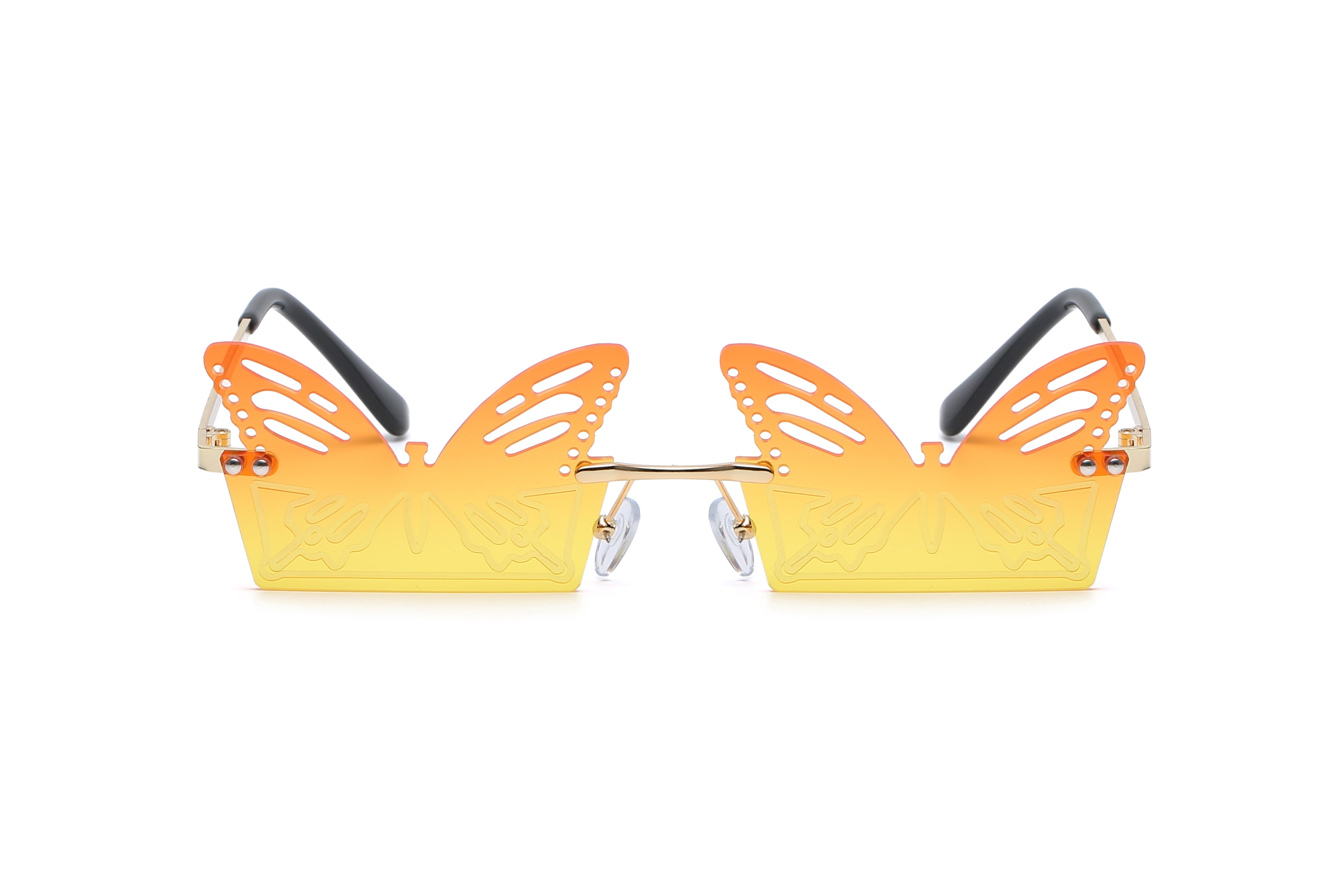 HW2003 - Metal Rimless Butterfly Shape Fashion Sunglasses