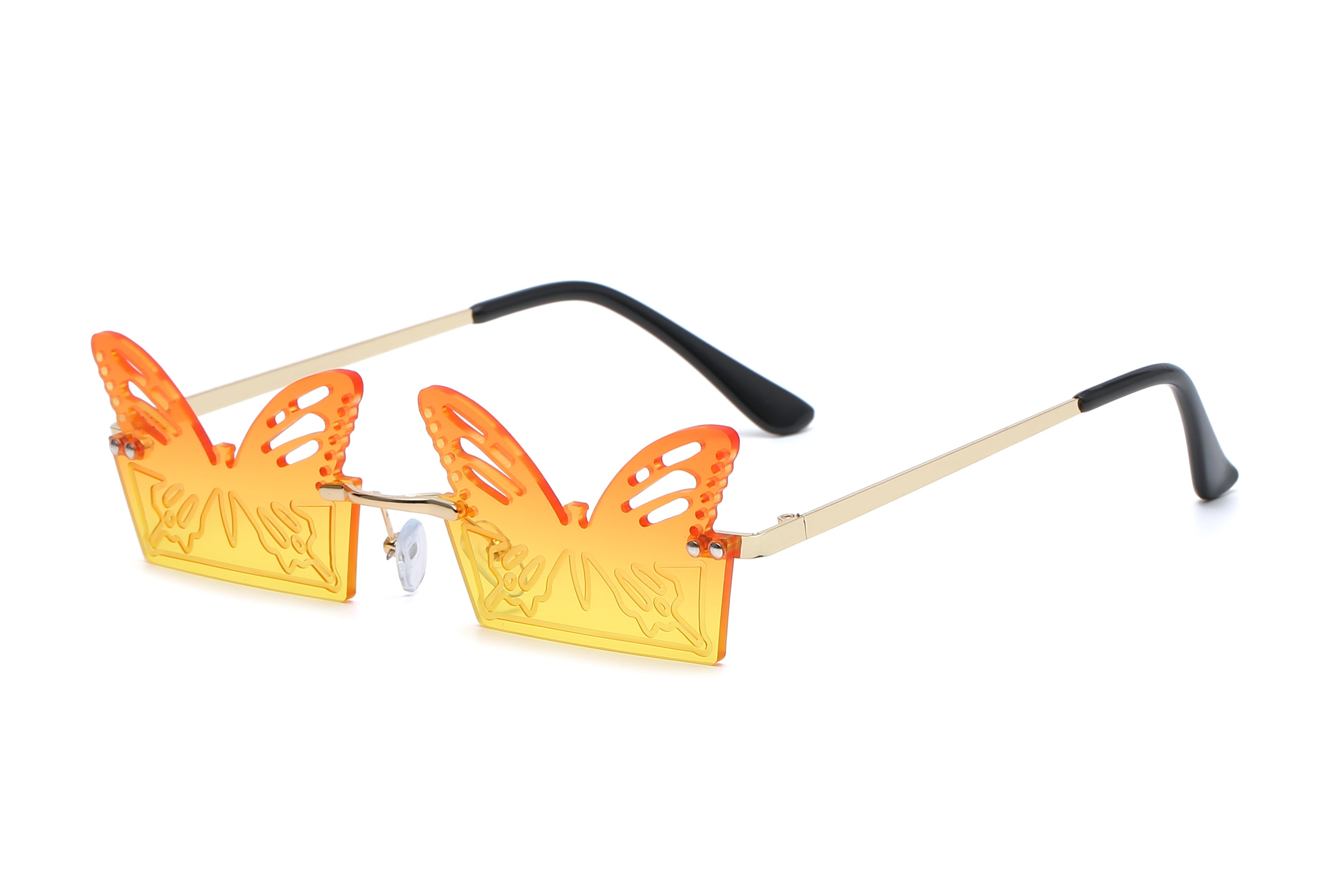 HW2003 - Metal Rimless Butterfly Shape Fashion Sunglasses
