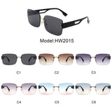 HW2015 - Rectangle Classic Rimless Square Retro Tinted Fashion Sunglasses