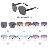 HW2016 - Oversize Square Geometric Rimless Tinted Fashion Sunglasses