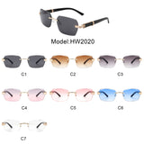 HW2020 - Rectangle Retro Rimless Tinted Frameless Fashion Square Sunglasses