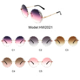 HW2021 - Round Rimless Circle Rhinestone Design Frameless Women Sunglasses