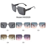 HW2029 - Square Oversize Half Frame Fashion Women Sunglasses