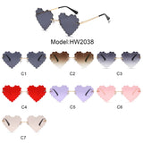 HW2038 - Rimless Heart Shape Tinted Women Fashion Sunglasses