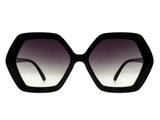 HS1019 - Square Geometric Oversize Polygon Designer Fashion Sunglasses