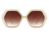 HS1019 - Square Geometric Oversize Polygon Designer Fashion Sunglasses