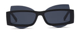 H1016 - Rectangle Retro Futuristic Cat Eye Geometric Fashion Sunglasses