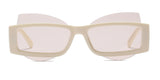 H1016 - Rectangle Retro Futuristic Cat Eye Geometric Fashion Sunglasses