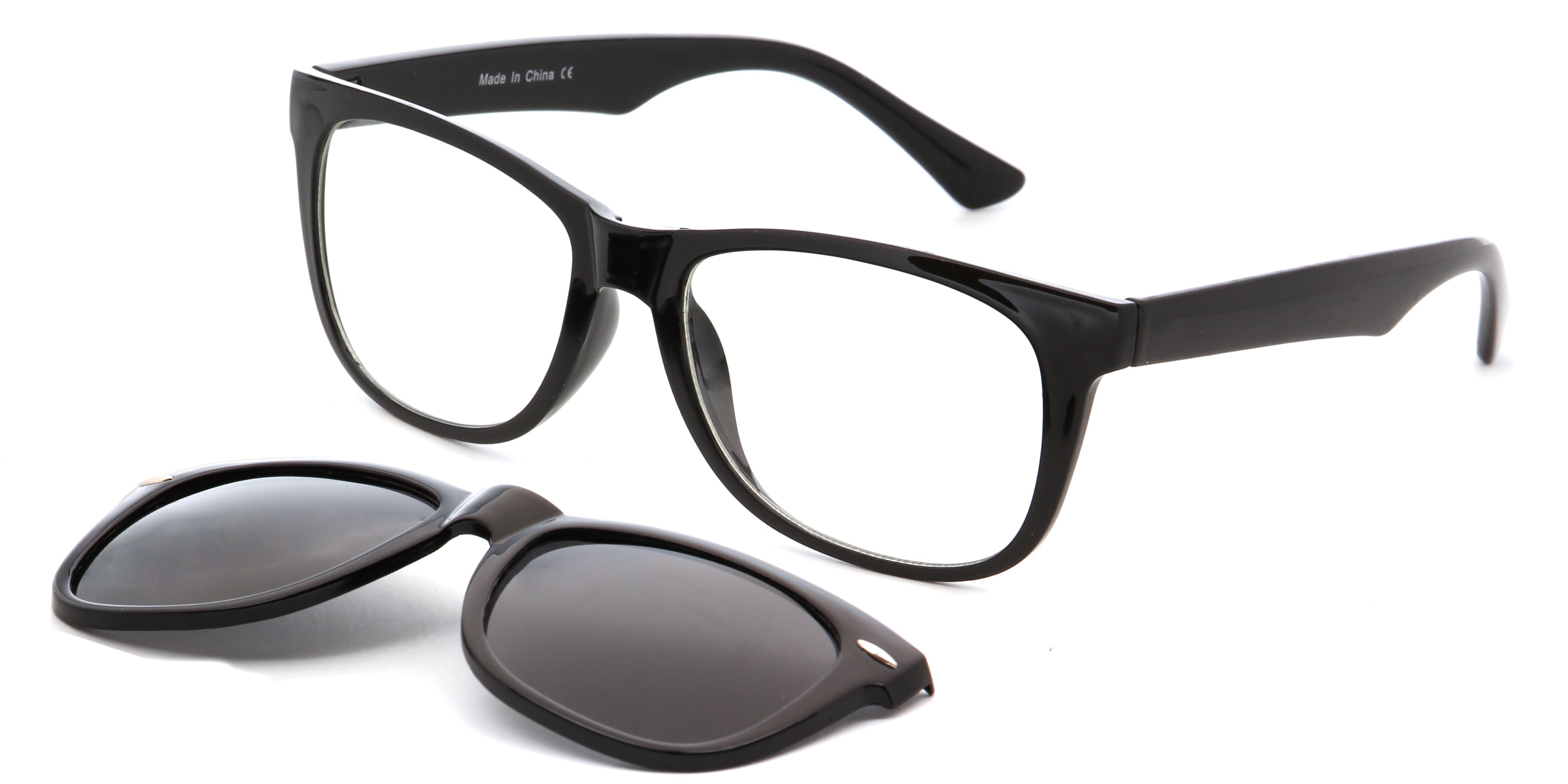 PS2018 - Polarized Clip-On Lens Rectangular Nailed Deco Sunglasses - Iris Fashion Inc. | Wholesale Sunglasses and Glasses