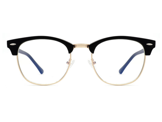 B2007 - Classic Half Frame Fashion Round Blue Light Glasses