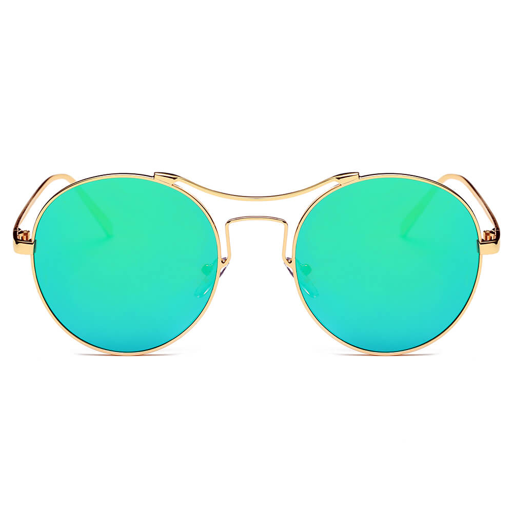 CD16 - Retro Round Circle Metal Mirrored Sunglasses - Iris Fashion Inc. | Wholesale Sunglasses and Glasses