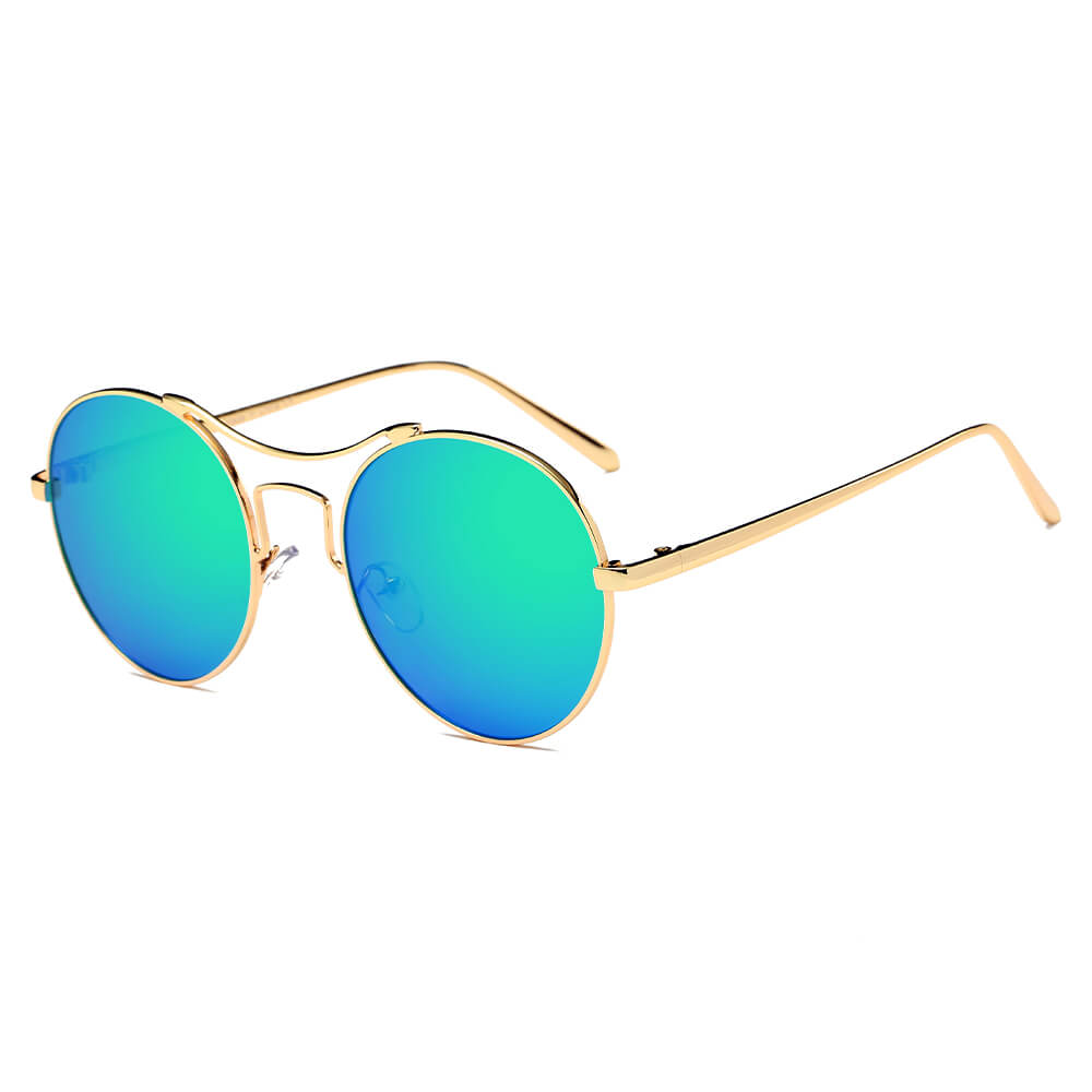 CD16 - Retro Round Circle Metal Mirrored Sunglasses - Iris Fashion Inc. | Wholesale Sunglasses and Glasses