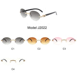 J2022 - Circle Retro Rimless Round Rhinestone Fashion Sunglasses