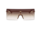 6932 - Rimless Retro Square Oversize Fashion Sunglasses