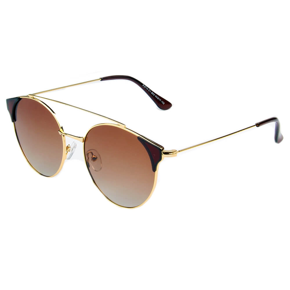 SHIVEDA-PJ714 - Women Round Brow-Bar Polarized Fashion Sunglasses