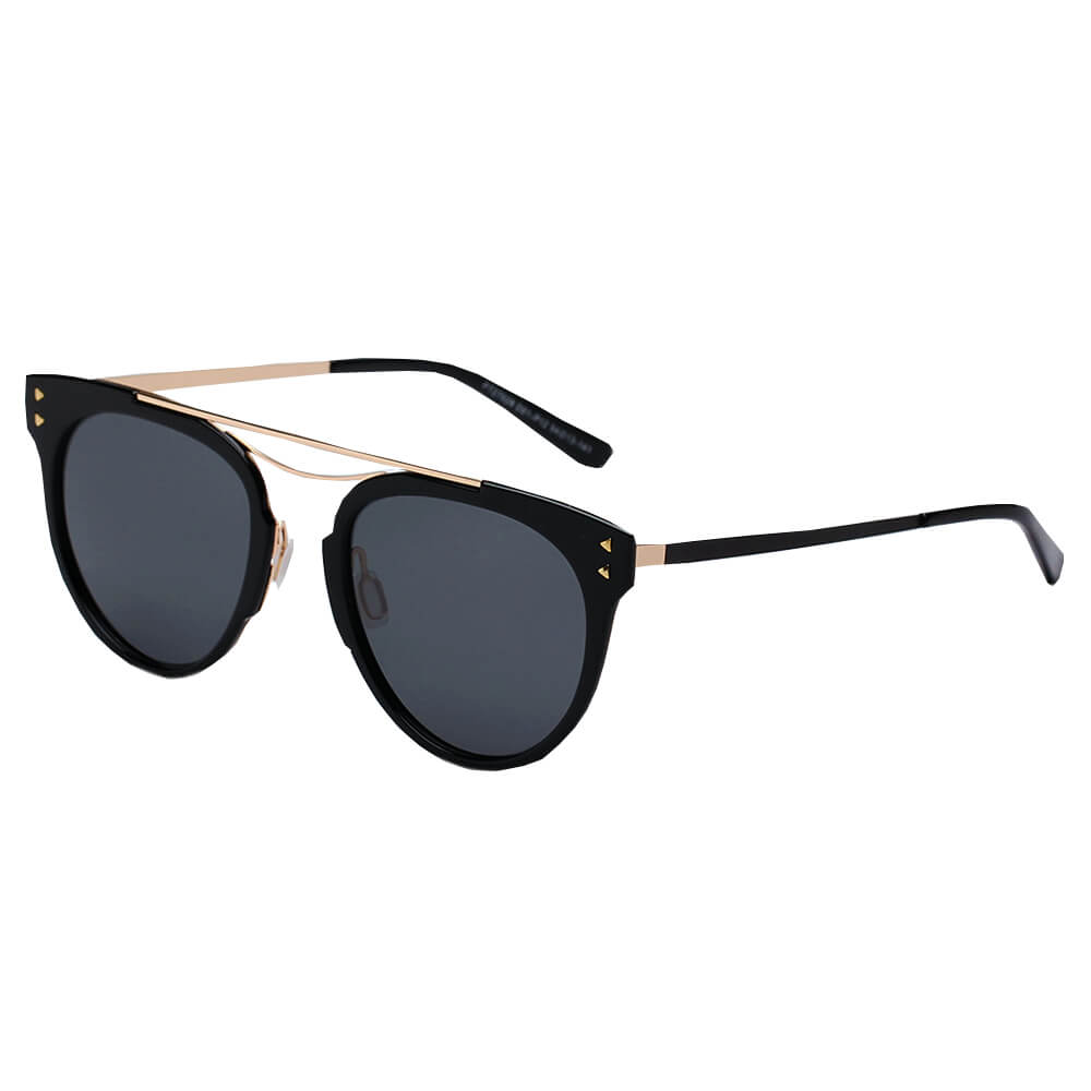 SHIVEDA-PT27028 - Women Polarized Brow-Bar Round Fashion Sunglasses