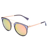 SHIVEDA-PT28030 - Round Brow-Bar Polarized Fashion Sunglasses