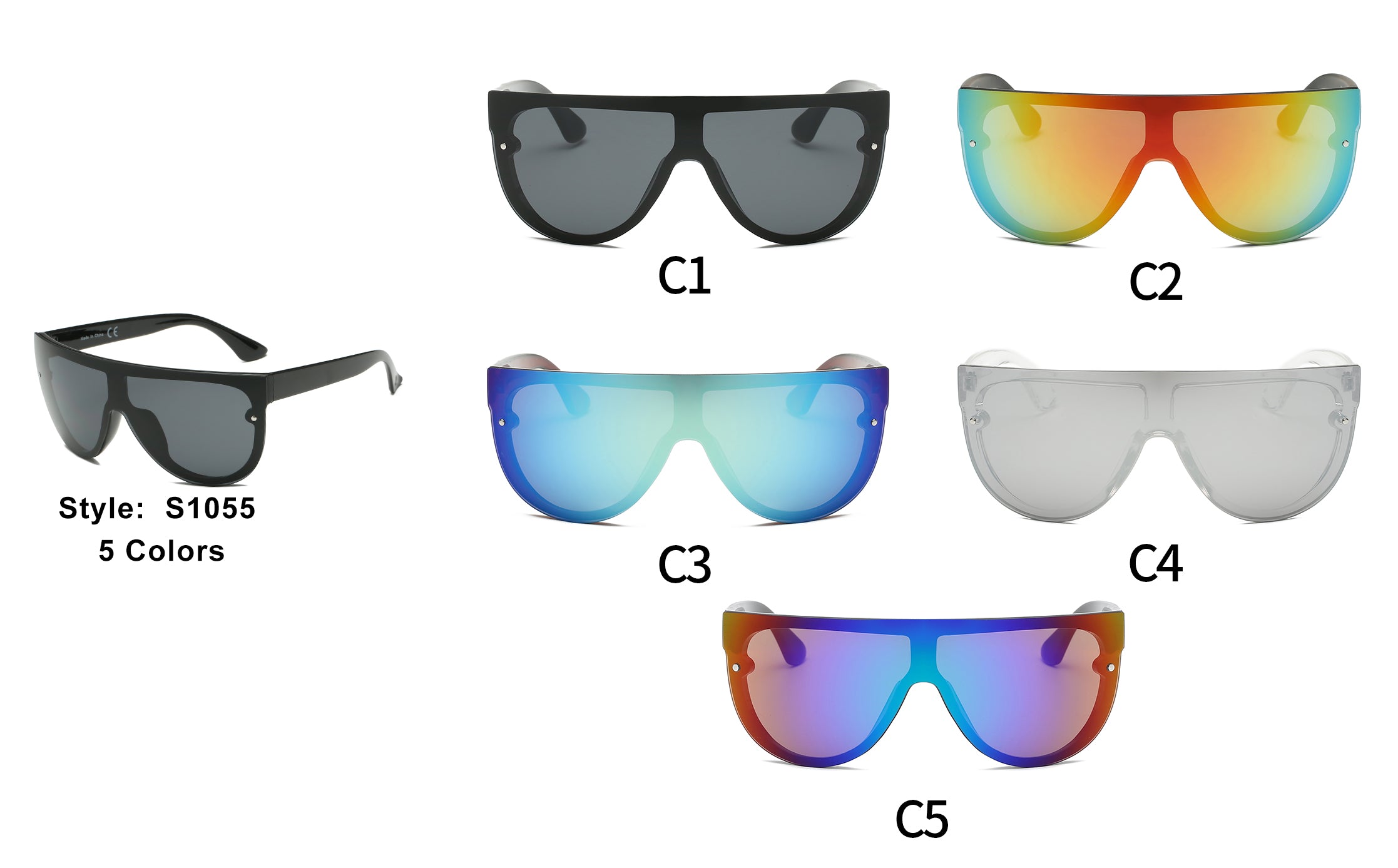 S1055 - Oversize Mirrored Aviator Sunglasses - Iris Fashion Inc. | Wholesale Sunglasses and Glasses