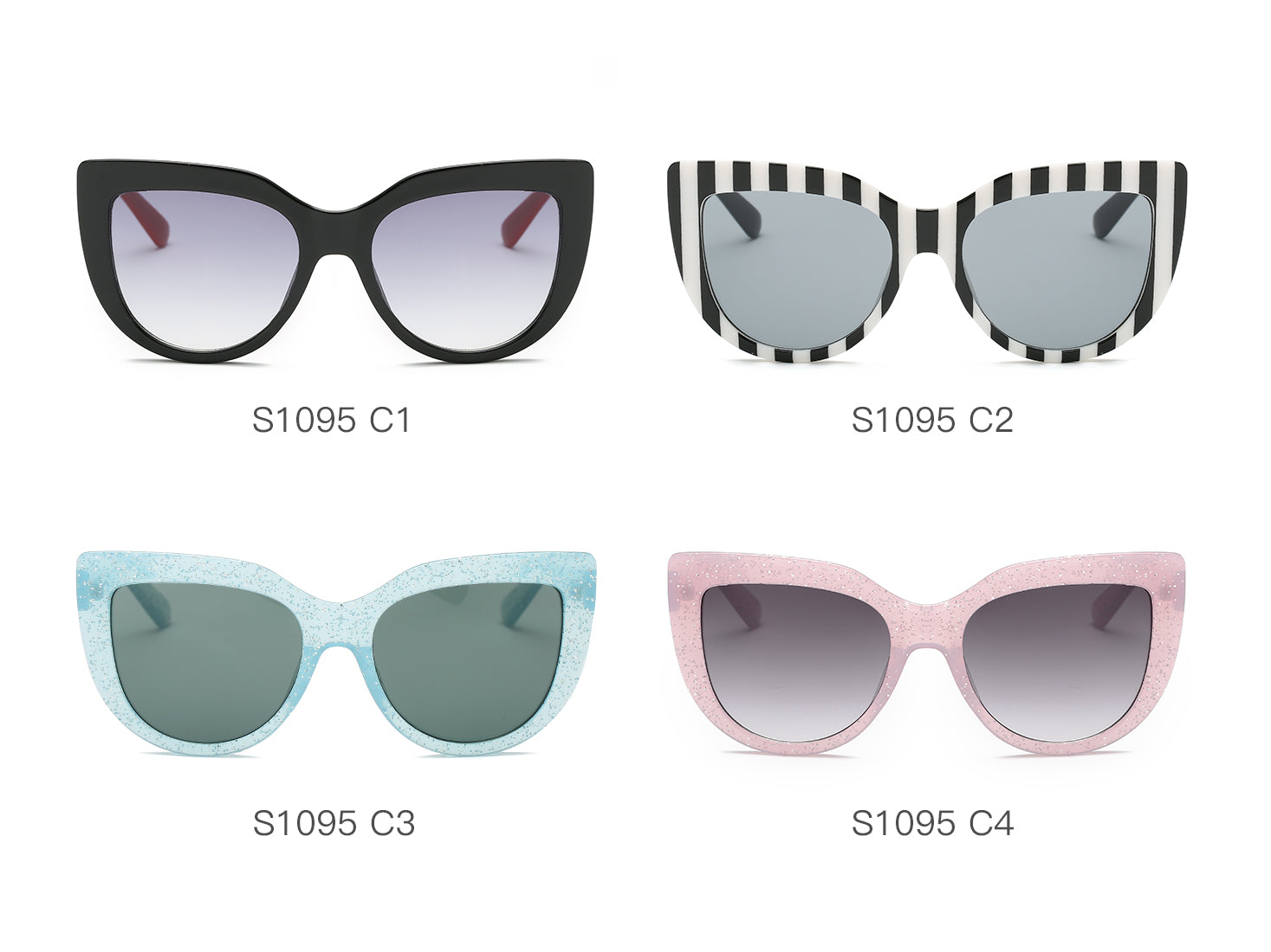 S1095 - Women Round Cat Eye Oversized Fashion Sunglasses - Iris Fashion Inc. | Wholesale Sunglasses and Glasses